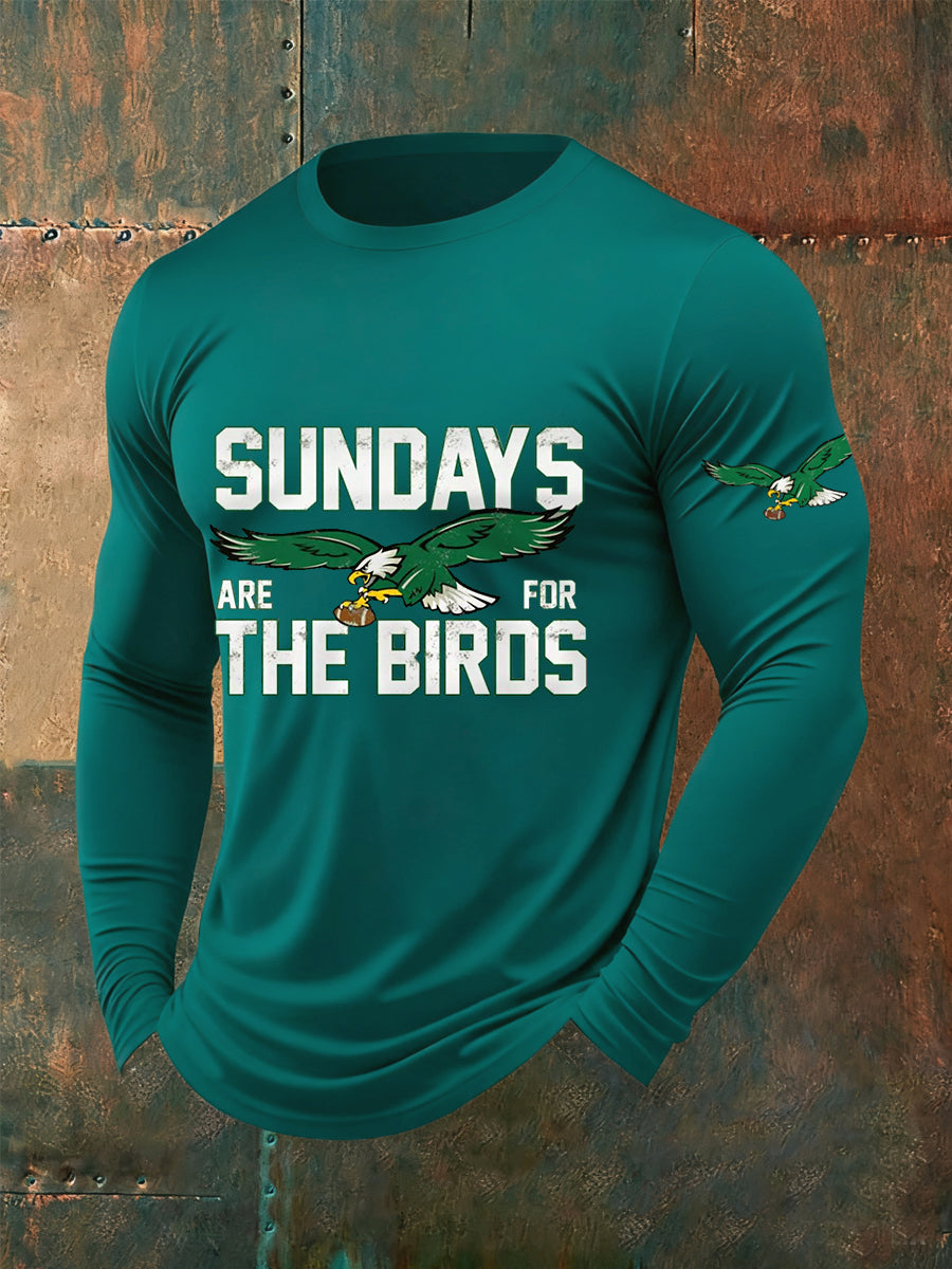 Men's Sundays Are For The Birds Football Fans Lovers Gameday Casual Long Sleeve T-Shirt gracestitchs