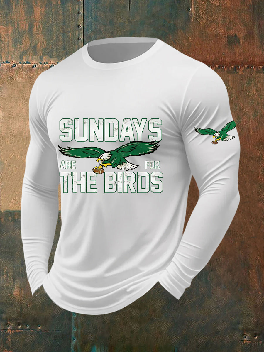 Men's Sundays Are For The Birds Football Fans Lovers Gameday Casual Long Sleeve T-Shirt gracestitchs