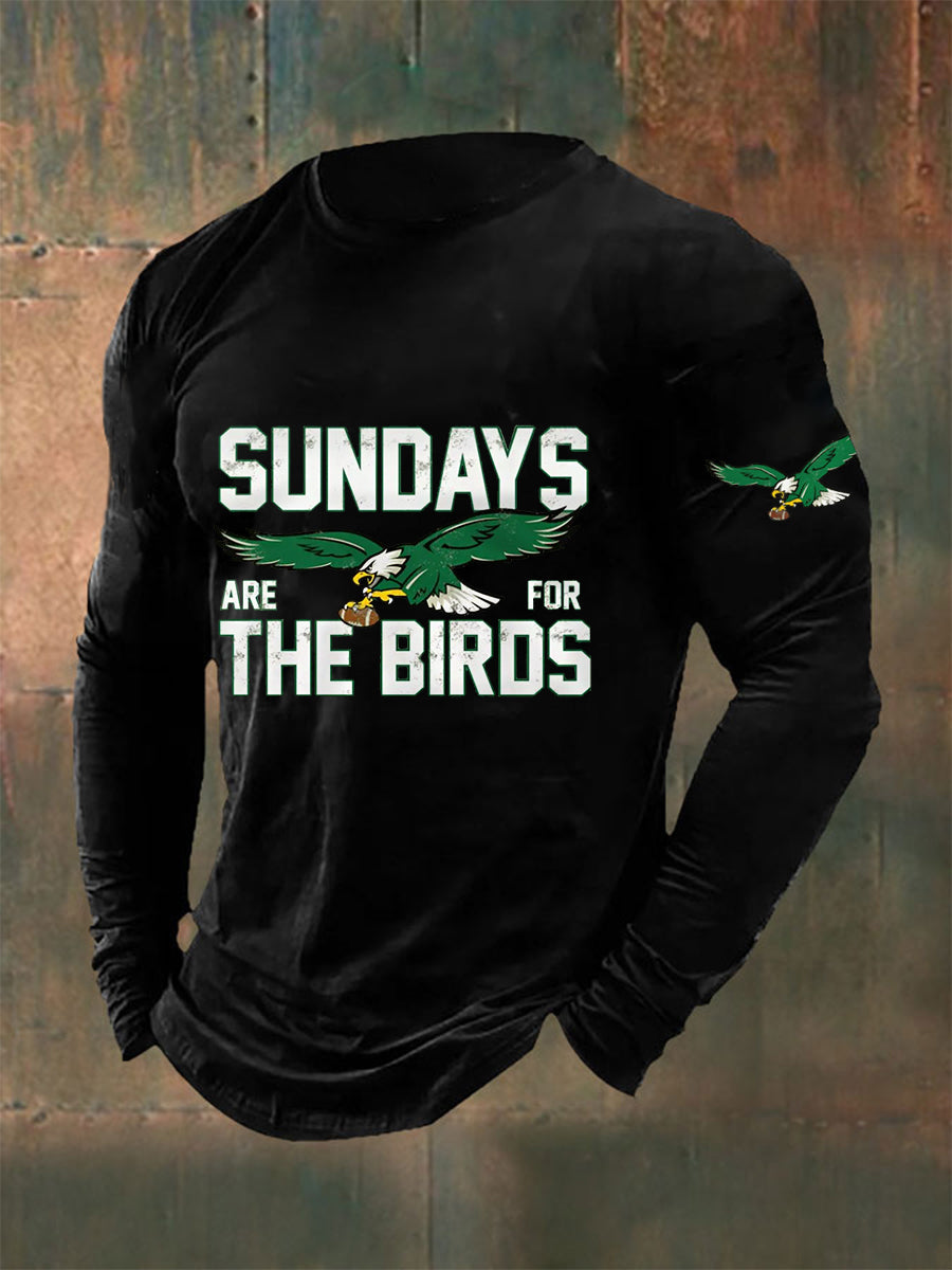 Men's Sundays Are For The Birds Football Fans Lovers Gameday Casual Long Sleeve T-Shirt gracestitchs