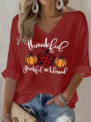 Women's Thanksgiving Print Casual T-shirt