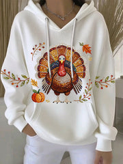 Women's Thanksgiving Print Casual Hoodie