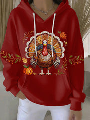 Women's Thanksgiving Print Casual Hoodie