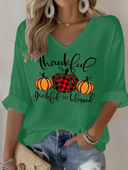 Women's Thanksgiving Print Casual T-shirt