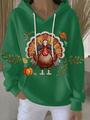 Women's Thanksgiving Print Casual Hoodie