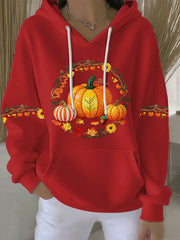 Women's Thanksgiving Print Casual Hoodie