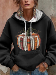 Women's Thanksgiving Autumn Pumpkin Book Lover Printed Hoodie