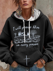 Women's Thanksgiving Autumn Pumpkin Faith Printed Hoodie