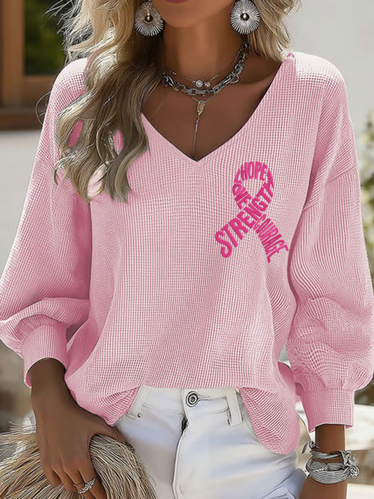 Women's Hope Strength Love Courage Breast Cancer Awareness Tops gracestitchs