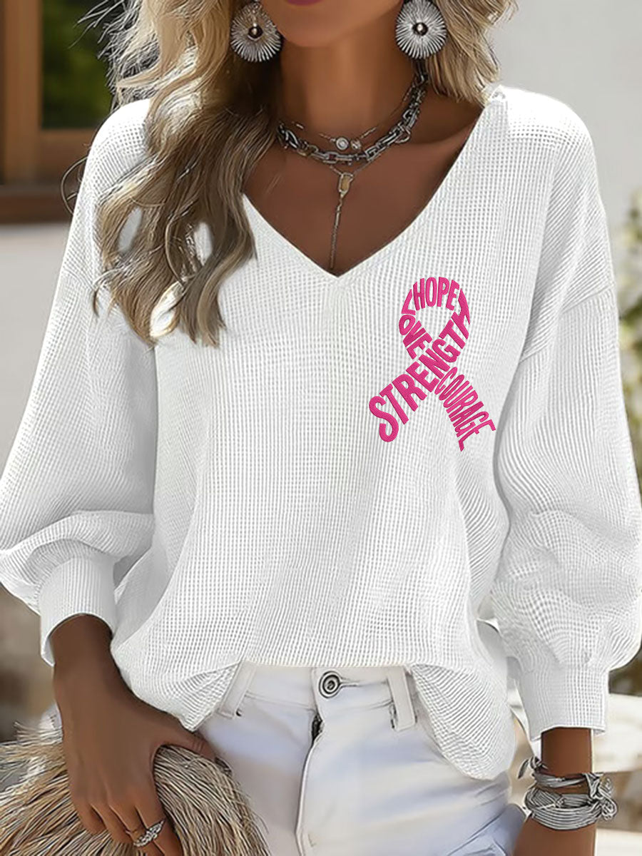 Women's Hope Strength Love Courage Breast Cancer Awareness Tops gracestitchs
