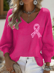 Women's Hope Strength Love Courage Breast Cancer Awareness Tops gracestitchs