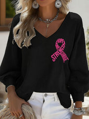 Women's Hope Strength Love Courage Breast Cancer Awareness Tops gracestitchs