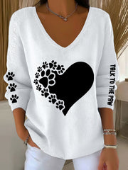 Women's Talk To The Paw Dog V-neck Tops gracestitchs