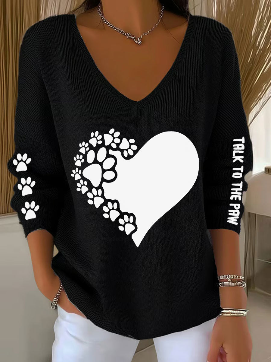 Women's Talk To The Paw Dog V-neck Tops gracestitchs