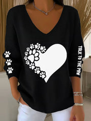 Women's Talk To The Paw Dog V-neck Tops gracestitchs