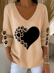 Women's Talk To The Paw Dog V-neck Tops gracestitchs