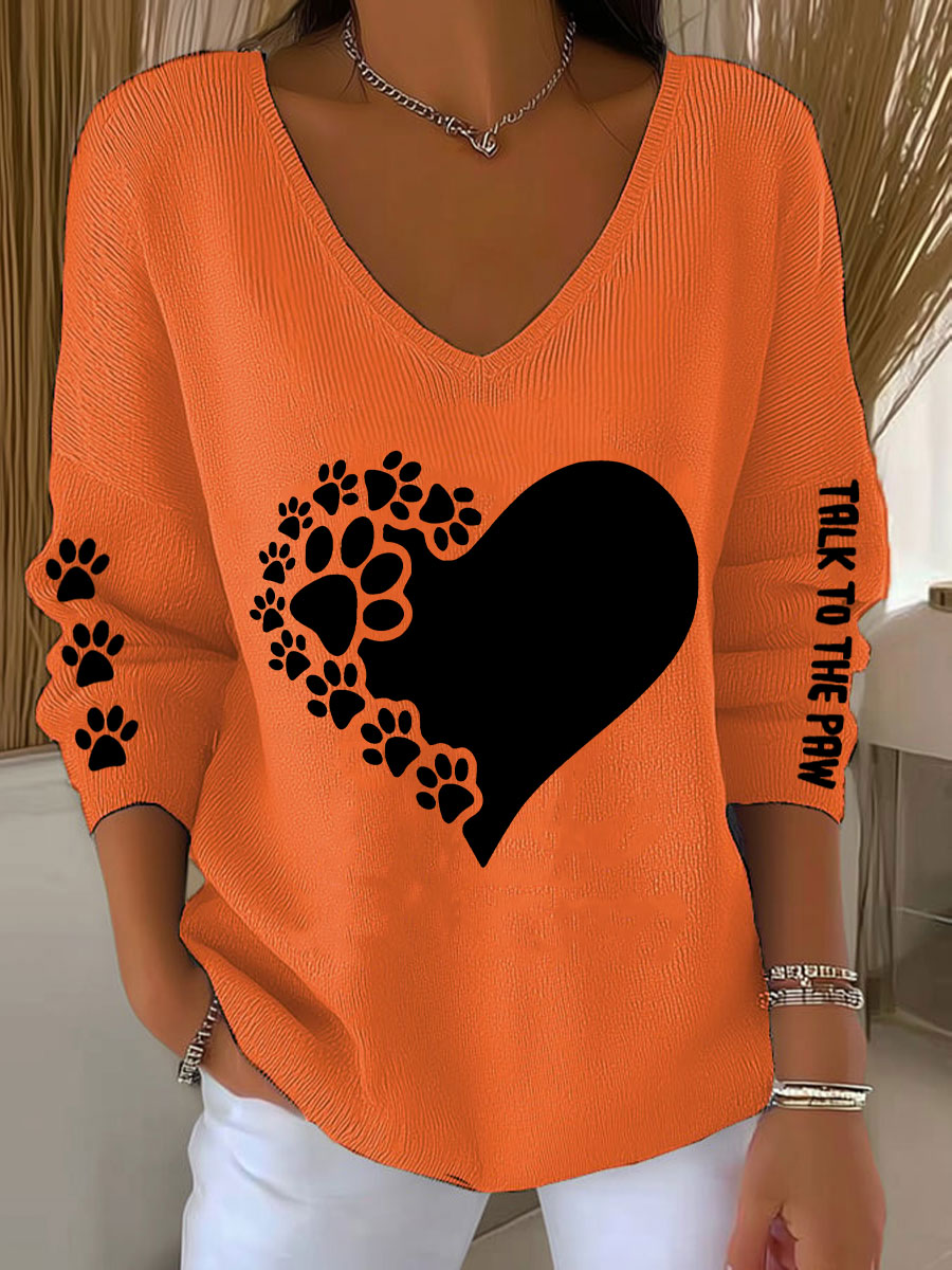 Women's Talk To The Paw Dog V-neck Tops gracestitchs