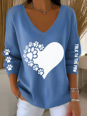 Women's Talk To The Paw Dog V-neck Tops gracestitchs