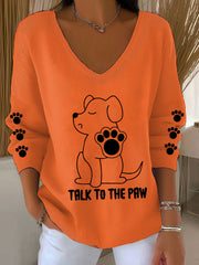 Women's Talk To The Paw Dog V-neck Tops gracestitchs