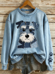 Women's Lovely Schnauzer Dog Patchwork Art Sweatshirt gracestitchs
