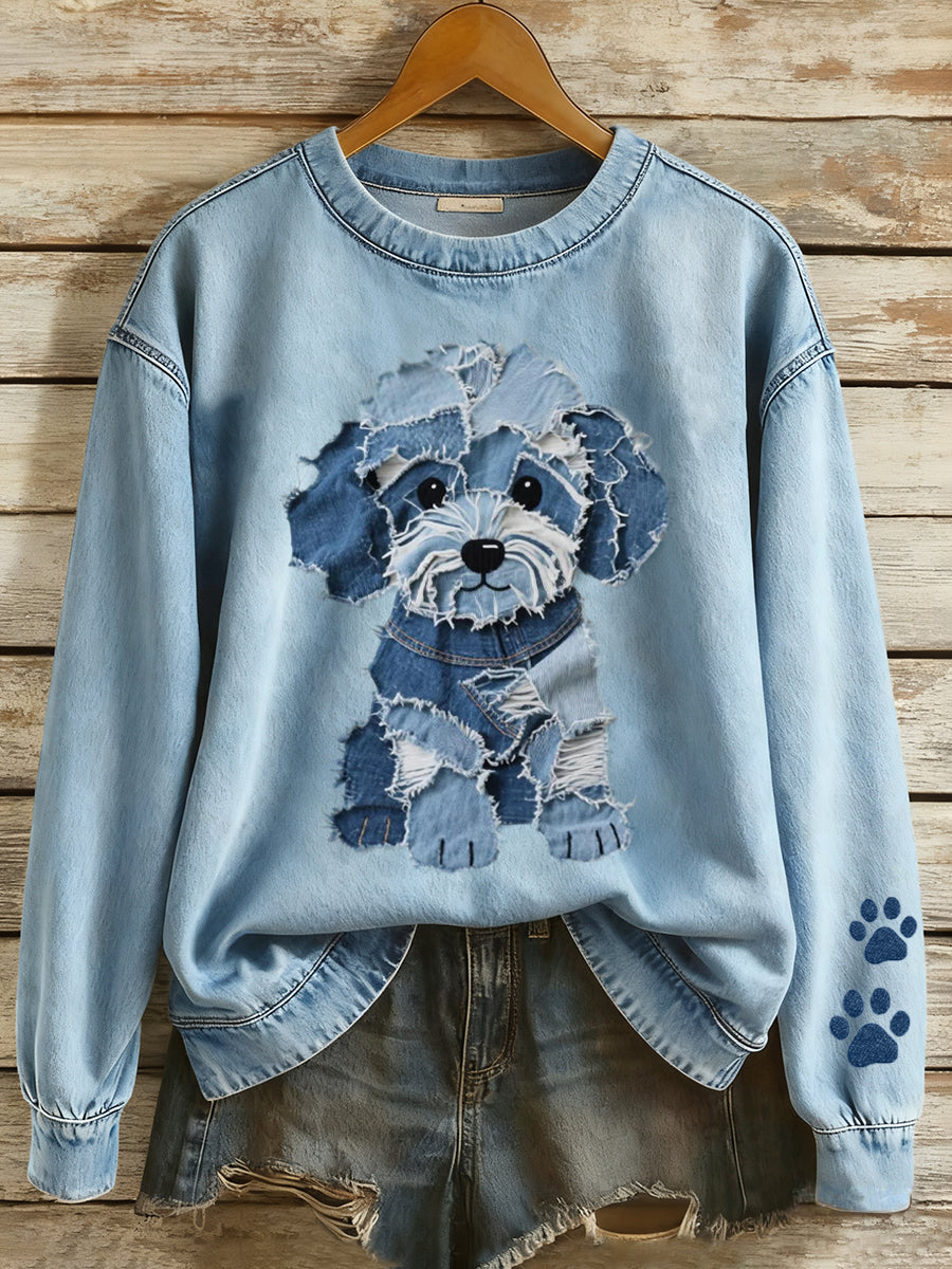 Women's Lovely Dog Patchwork Art Sweatshirt gracestitchs