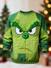 Men's Funny Classic Christmas Cartoon Character Patchwork Print Casual Sweatshirt