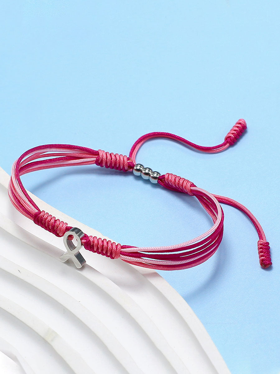 Women's Breast Cancer Pink Ribbon Adjustable Bracelet gracestitchs