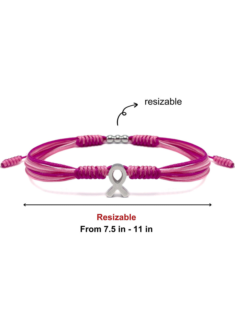 Women's Breast Cancer Pink Ribbon Adjustable Bracelet gracestitchs