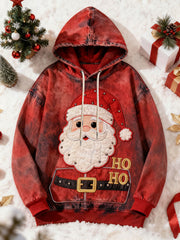 Men's Christmas Santa Claus Art Oversized Drop-Shoulder Hoodie with Pockets