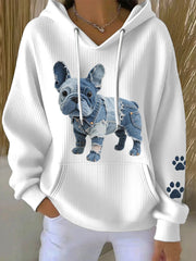 Women's Lovely French Bulldog Patchwork Art Hoodie gracestitchs