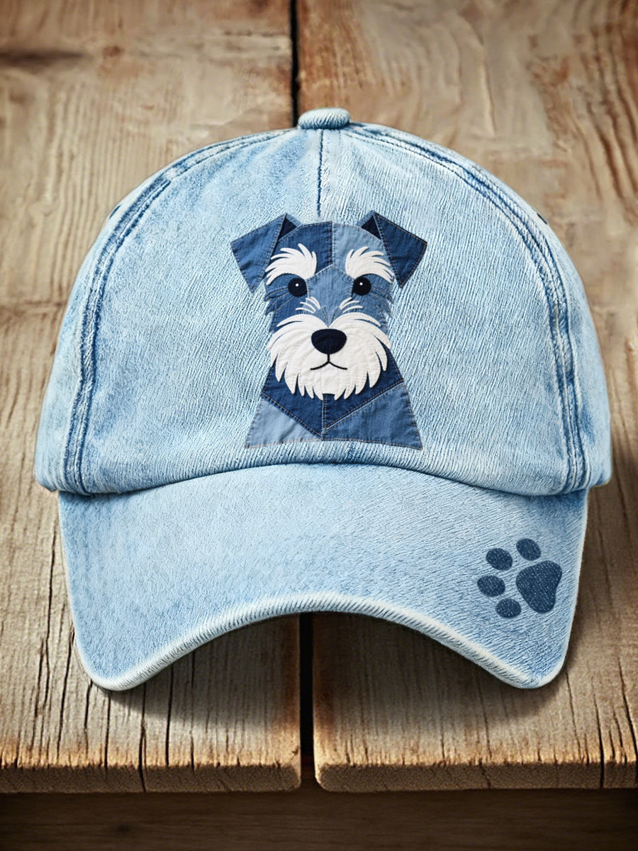 Lovely Schnauzer Dog Patchwork Art Hat gracestitchs