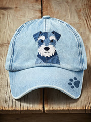 Lovely Schnauzer Dog Patchwork Art Hat