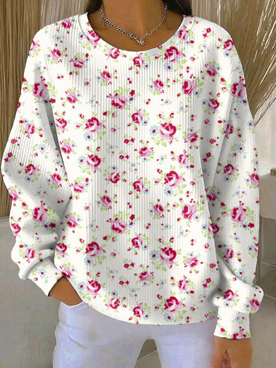 Women's Breast Cancer Pink Print Casual Sweatshirt gracestitchs
