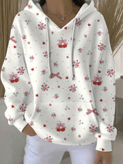 Women's Breast Cancer Pink Print Casual Hoodie gracestitchs