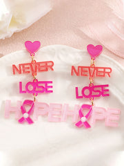 Women's Breast Cancer Awareness Pink Ribbon Earrings