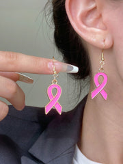 Women's Breast Cancer Awareness Pink Ribbon Earrings