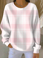 Women's Breast Cancer Pink Print Casual Sweatshirt gracestitchs