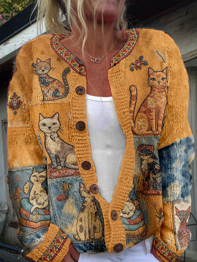 Women's Autumn Cats Cardigan gracestitchs