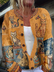 Women's Autumn Cats Cardigan gracestitchs