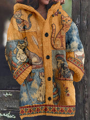 Women's Autumn Cats Hooded Jacket gracestitchs