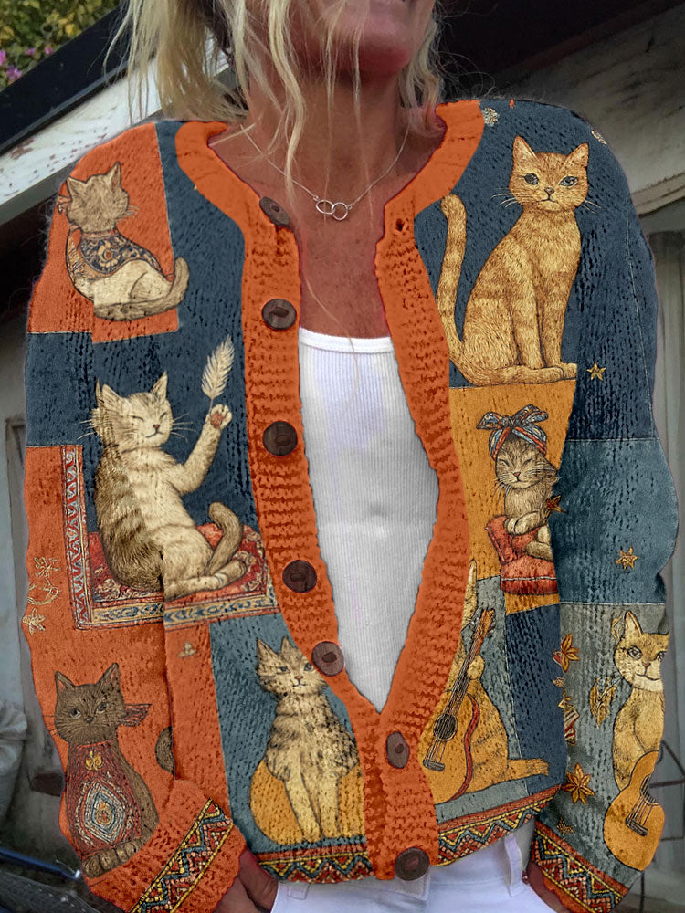 Women's Autumn Cats Cardigan gracestitchs