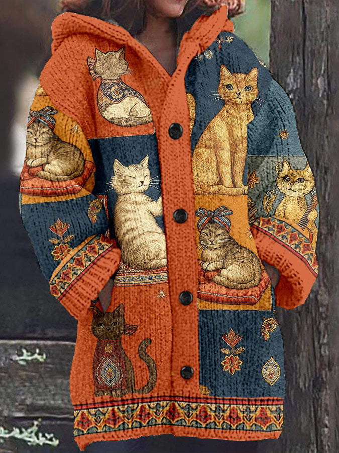 Women's Autumn Cats Hooded Jacket gracestitchs