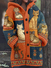Women's Autumn Cats Hooded Jacket gracestitchs