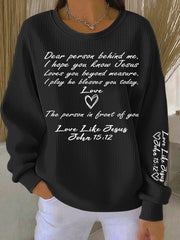 Women's Dear Person Behind Me Ribbed Round-Neck Sweatshirt