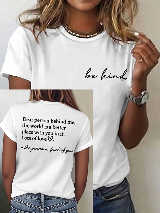 Women's Dear Person Behind Me Be Kind Short Sleeve T-Shirt