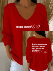 Women's Dear Person Behind Me You Are Enough Long-Sleeve Top
