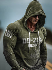 Men‘s Vintage DD-214 Alumni Veteran Print Casual Hoodie