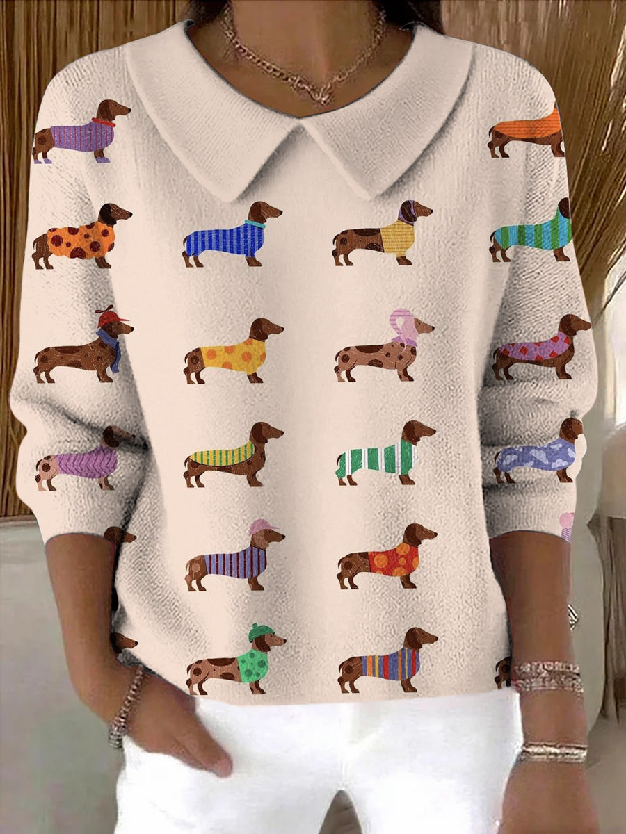Women's Colorful Animals Printed Soft Sweater Top gracestitchs
