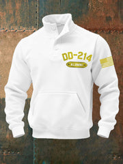 Men's Vintage DD-214 Alumni Veteran Print Casual Buttons Sweatshirt