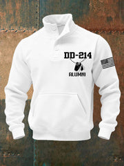 Men's Vintage DD-214 Alumni Veteran Print Casual Buttons Sweatshirt