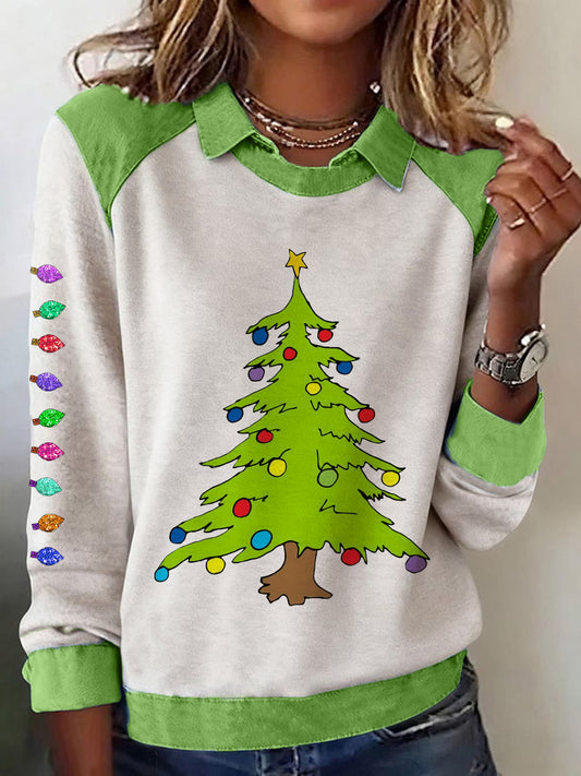 Women's Christmas Tree Print Casual Sweatshirt